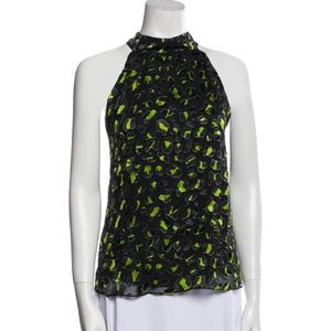 ALICE + OLIVIA Printed Halterneck Blouse Size M